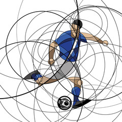 Abstract image of soccer (football) player with ball, made with circle