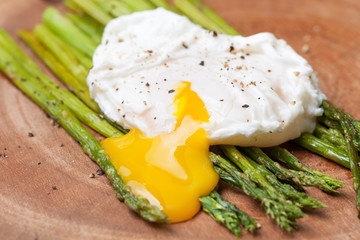  breakfast: poached egg, baked asparagus