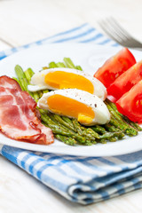  breakfast:  boiled egg, baked asparagus