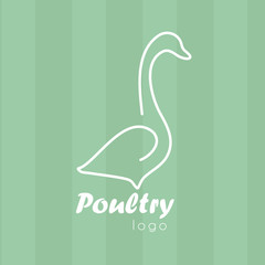 Fototapeta premium Goose poultry logo. Thin line domestic bird. Fowl simple vector silhouette for farm or agriculture.