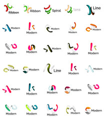 Set of abstract ribbon logo icons
