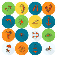 Summer and Beach Simple Flat Icons