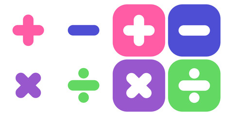 Math symbol : plus,minus,multiply,divide in pastel color