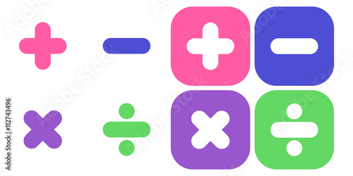 "Math symbol : plus,minus,multiply,divide in pastel color" Stock image ...