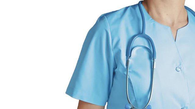 docteur qui fait le signe du pouce lev&eacute; sur fond blanc