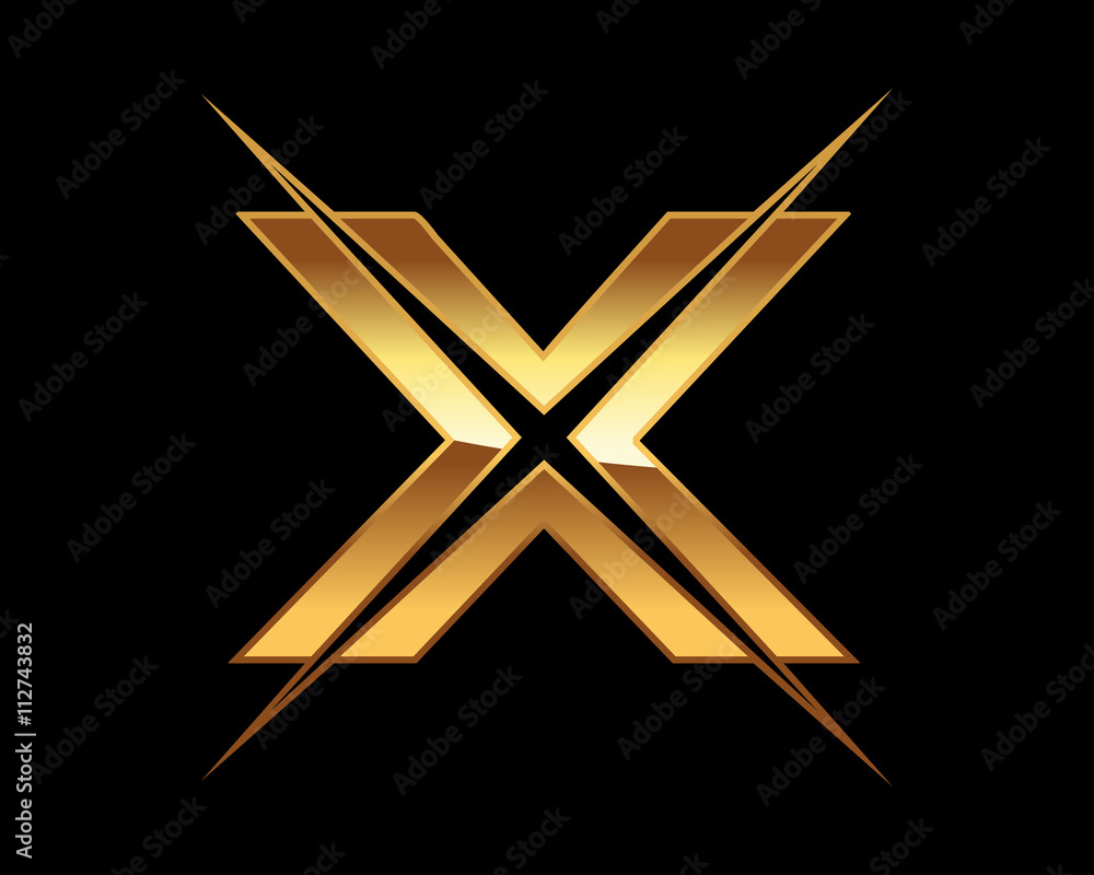 Wall mural golden initial x