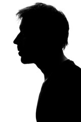 Silhouette of a man with straight hair