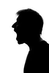 Silhouette of a man with straight hair