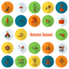 Set of Flat Autumn Icons