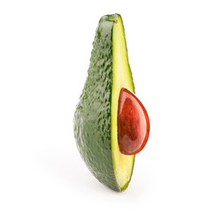 Avocado with oily stone isolated on white, with clipping path