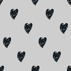 Doodle seamless pattern with hearts