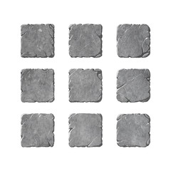 Set of stone buttons and elements.