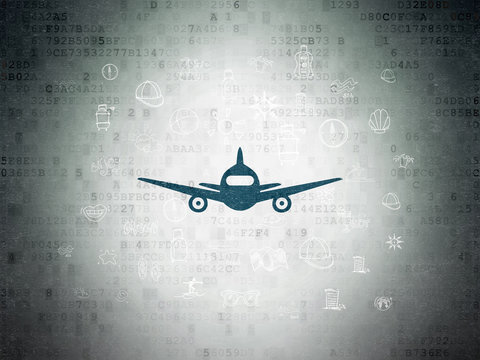 Tourism concept: Aircraft on Digital Data Paper background