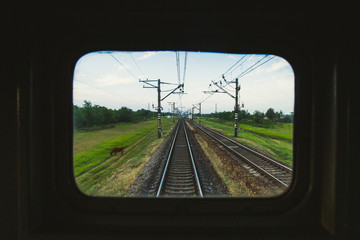 Fototapeta premium View through train window