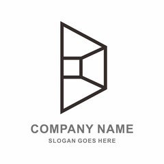 Simple Interior Room Shape Architecture Vector Logo Template