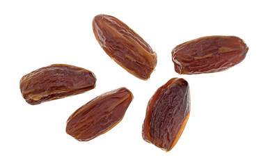 Top view of Tunisian pitted dates isolated on a white background