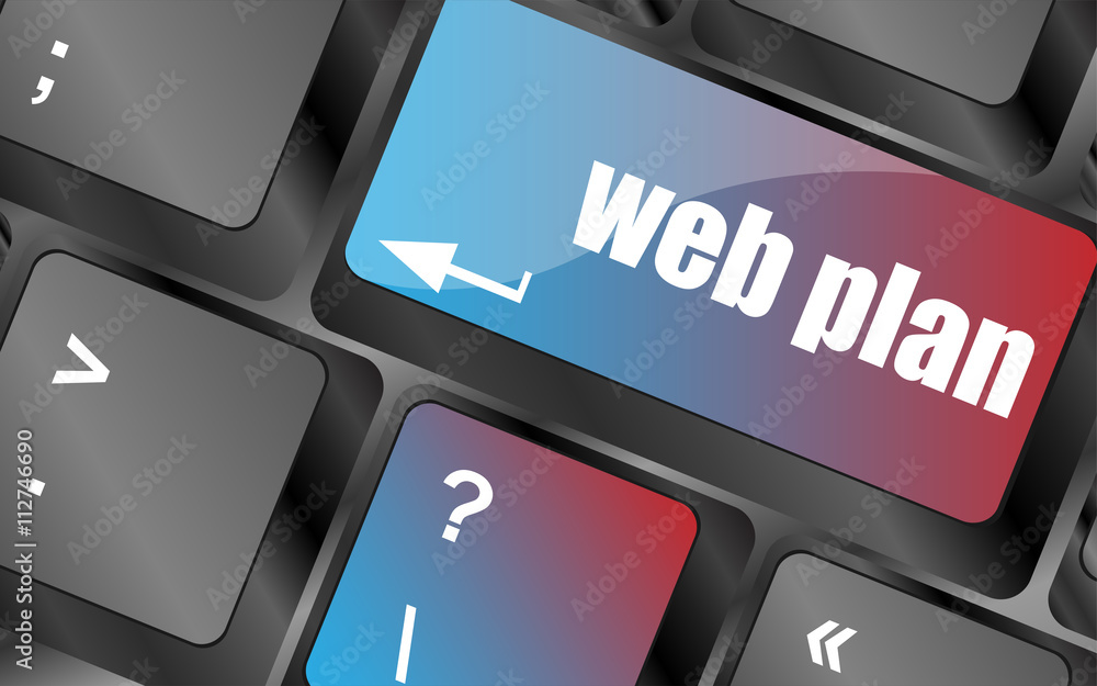 Leinwandbilder web plan concept with key on computer keyboard, business concept vector . keyboard keys, keyboard button, keyboard icon