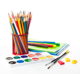 School supplies isolated on white background