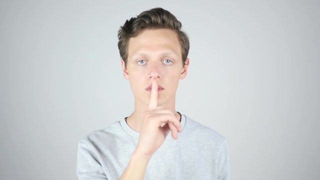 Keep Silence, Keeping Secert, Isolated Gesture by Young Man