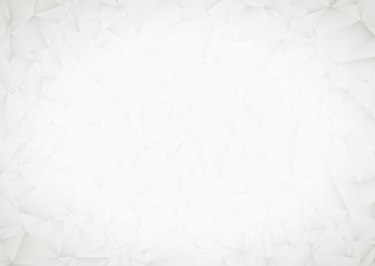 Polygonal White Bright Light Triangles Techno Textured Background, Vector Illustration.