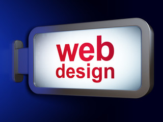 Web development concept: Web Design on billboard background