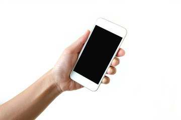 Smartphone in left hand.