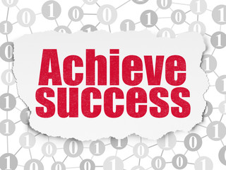 Finance concept: Achieve Success on Torn Paper background