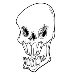 Thin line skull label. Retro vector design graphic element, badge, emblem, logo, insignia, sign, identity, logotype, poster. Stroke hipster illustration with typographic for t-shirt prints.