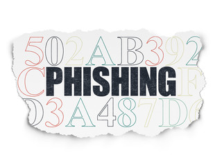 Safety concept: Phishing on Torn Paper background