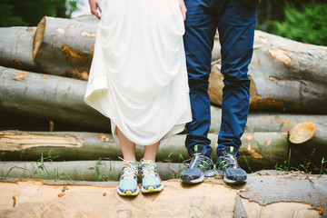 The original bride and groom in sneakers