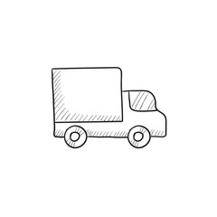 Delivery van sketch icon.