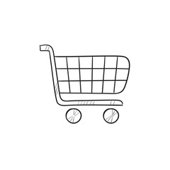 Shopping cart sketch icon.