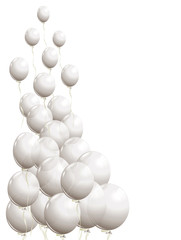 Flying white balloons