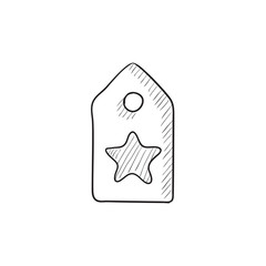 Tag with star sketch icon.