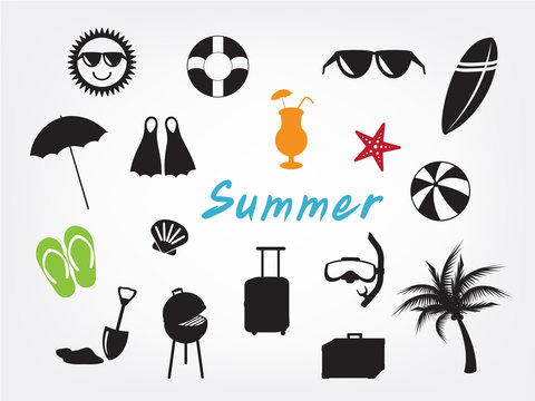 collection of summer icon set
