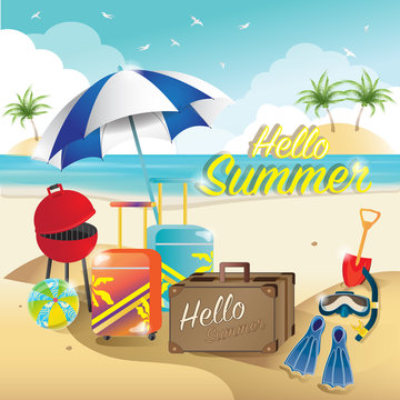 hello summer on the beach concept