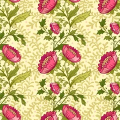 Gordijnen Vector floral seamless pattern. Floral ornament. Background. © svaga
