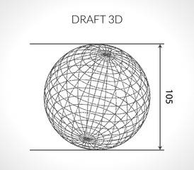 Hand-drawn scribble Sphere. Draft architect concept. Elements for design. Vector illustration.