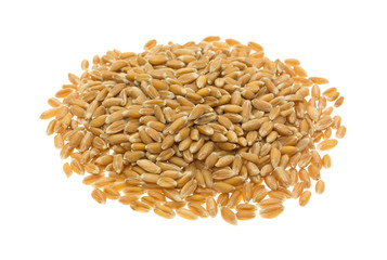 Portion of organic spelt isolated on a white background.