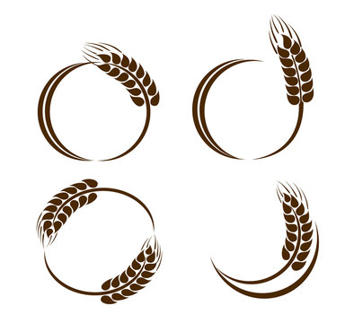 Set of abstract wheat ears icons