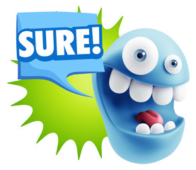 3d Illustration Laughing Character Emoji Expression saying Sure