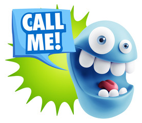 3d Illustration Laughing Character Emoji Expression saying Call