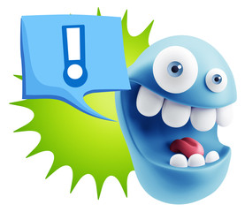 Obraz premium 3d Rendering Smile Character Emoticon Expression saying ! with C