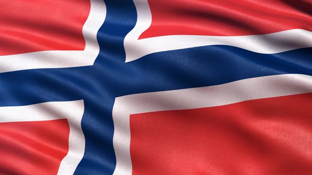 Seamless loop of Norway flag waving in the wind. Realistic loop with highly detailed fabric.