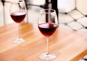 Two glasses of wine on the table