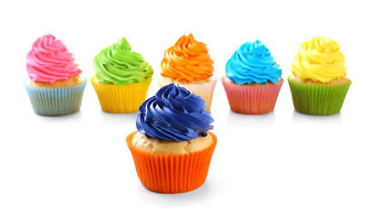Birthday cupcake isolated on white