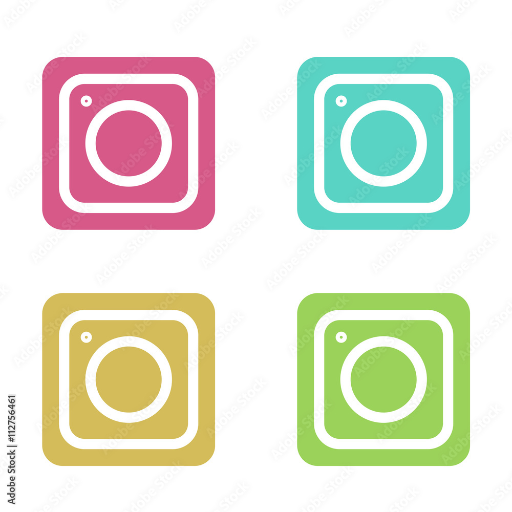 Aufkleber vector modern colorful flat camera app set for smartphone isolated on white background.