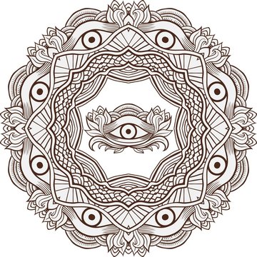 Mandala henna mehendi with the eye of providence