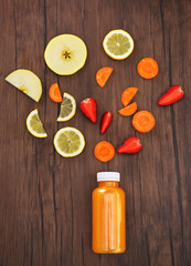 Detox drink on wooden background