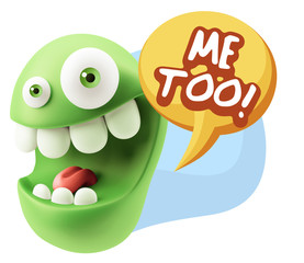 3d Illustration Laughing Character Emoji Expression saying Me To